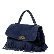 Shopper modello postina in camoscio con frange. - TreemmeCreazioni