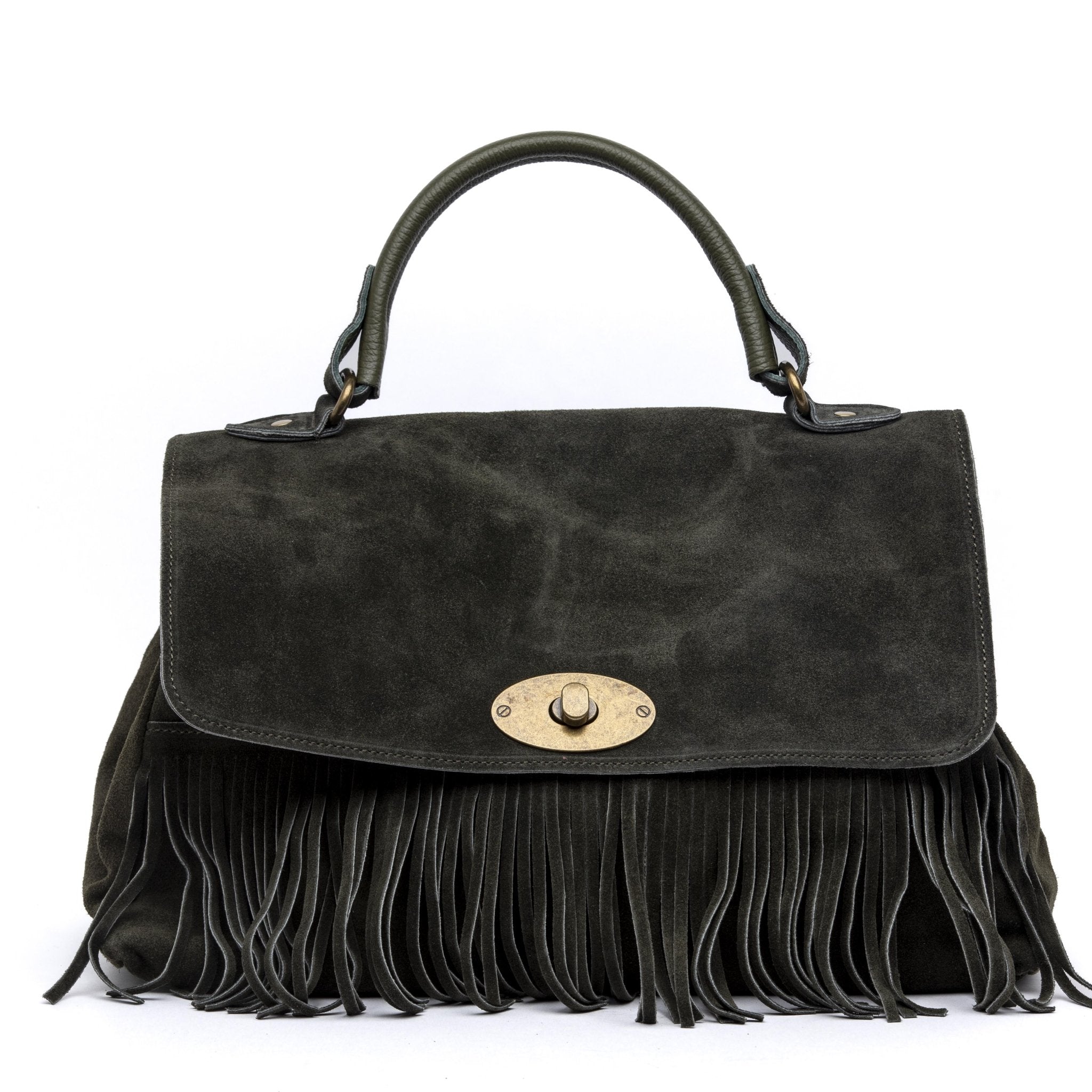 Shopper modello postina in camoscio con frange. - TreemmeCreazioni