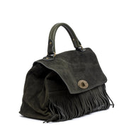 Shopper modello postina in camoscio con frange. - TreemmeCreazioni