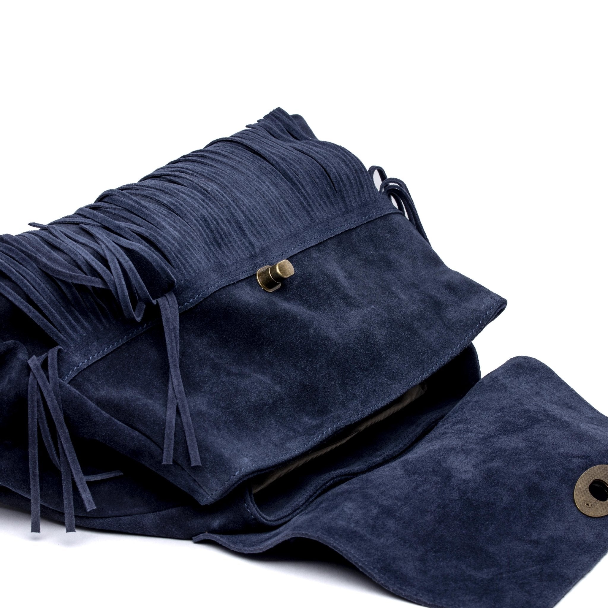 Shopper modello postina in camoscio con frange. - TreemmeCreazioni