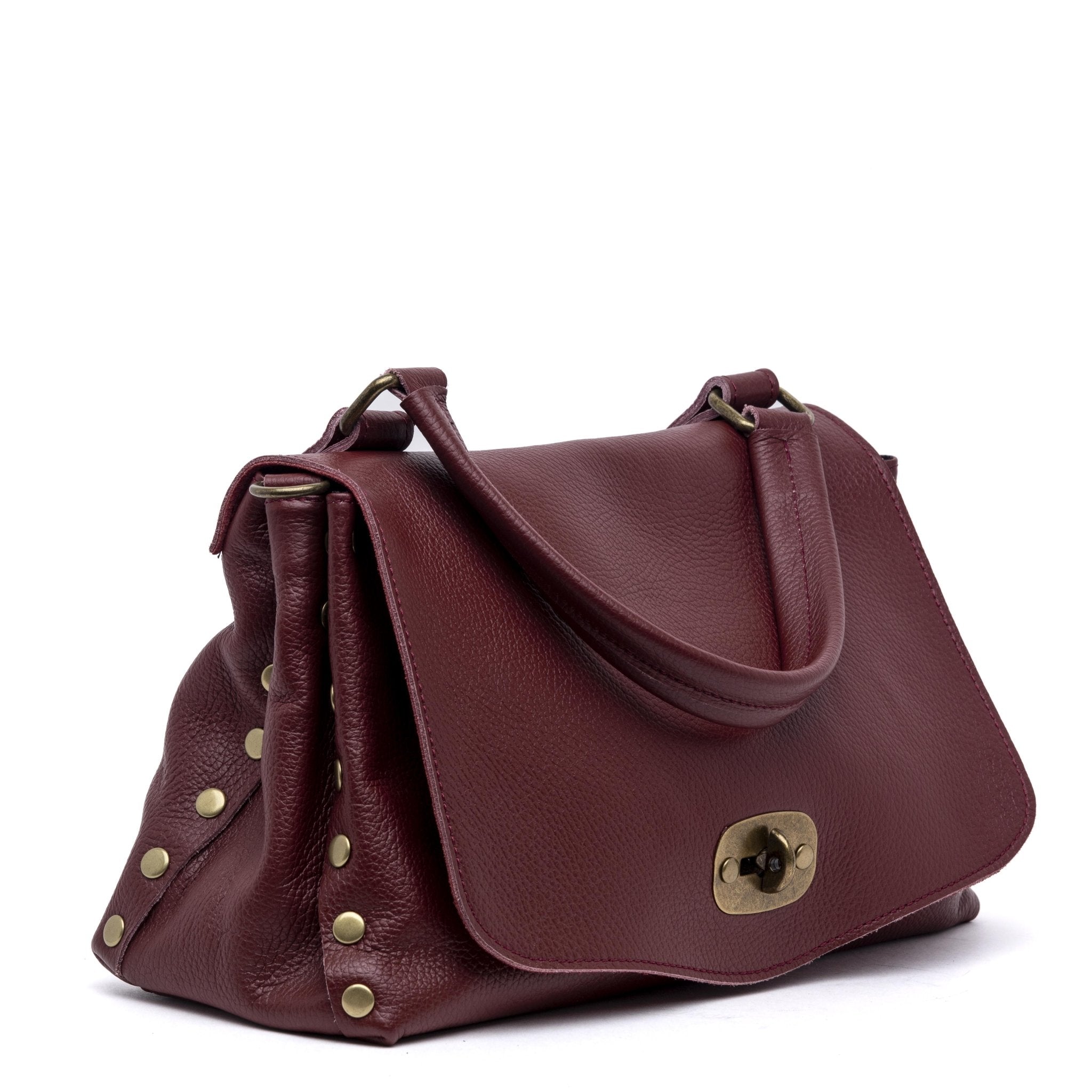 Shopper modello postina in pelle bordeaux - TreemmeCreazioni