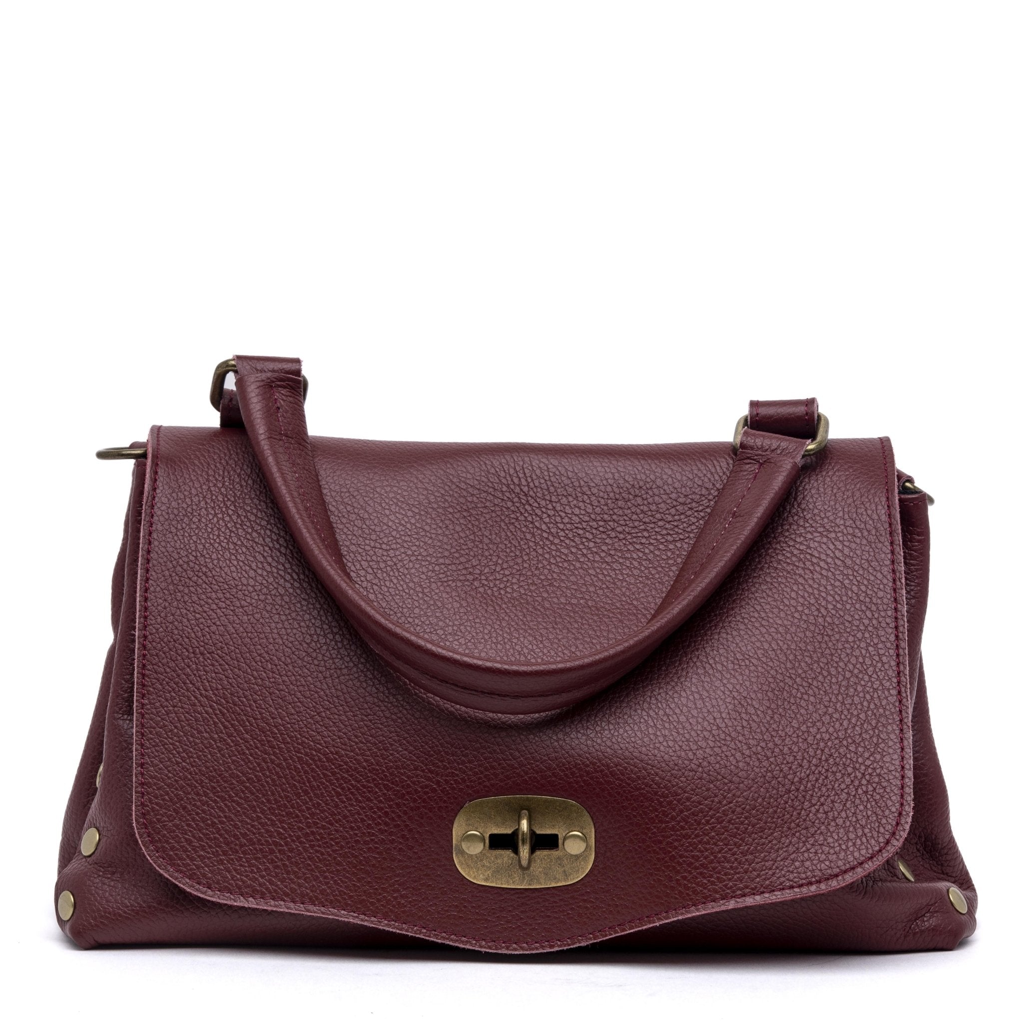 Shopper modello postina in pelle bordeaux - TreemmeCreazioni