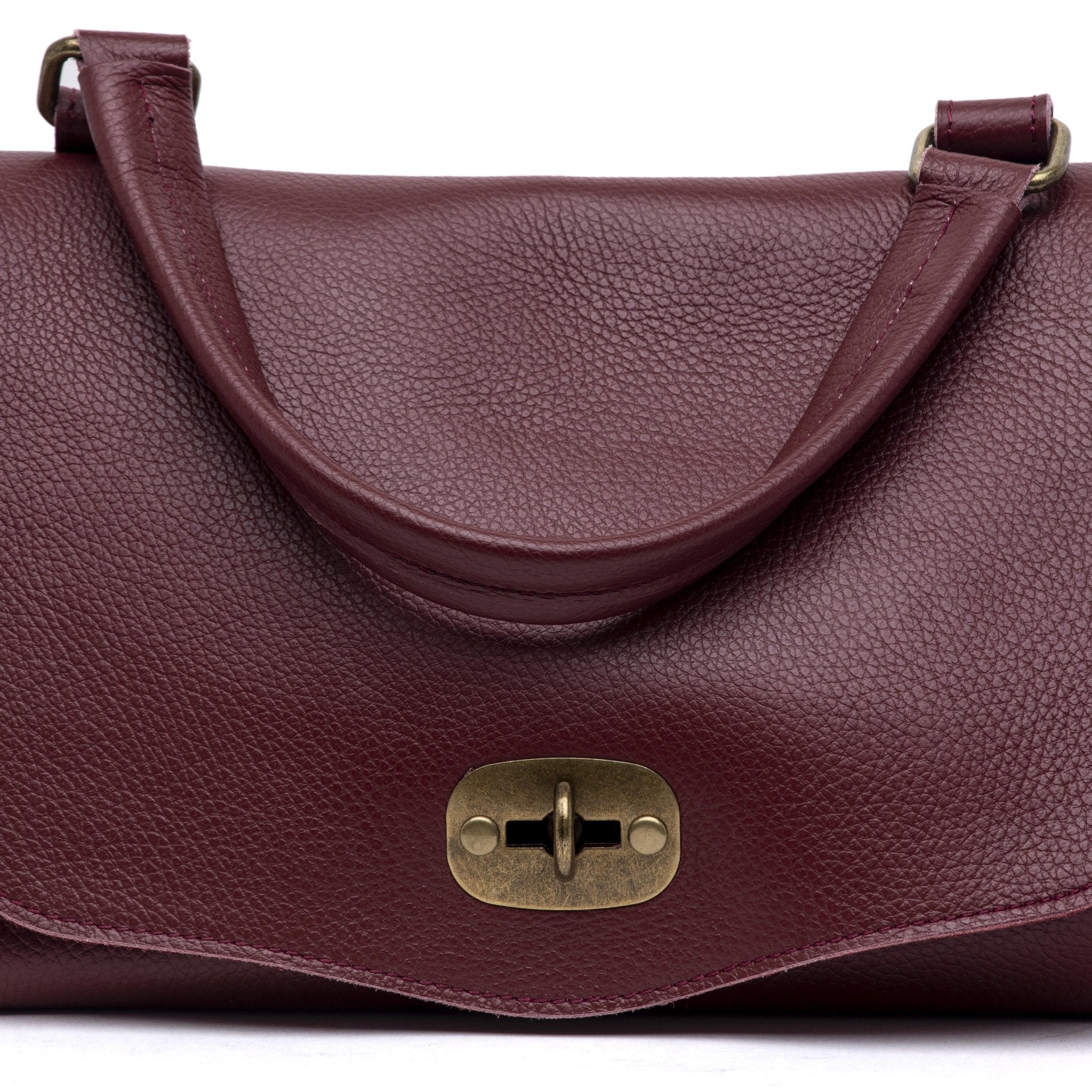 Shopper modello postina in pelle bordeaux - TreemmeCreazioni