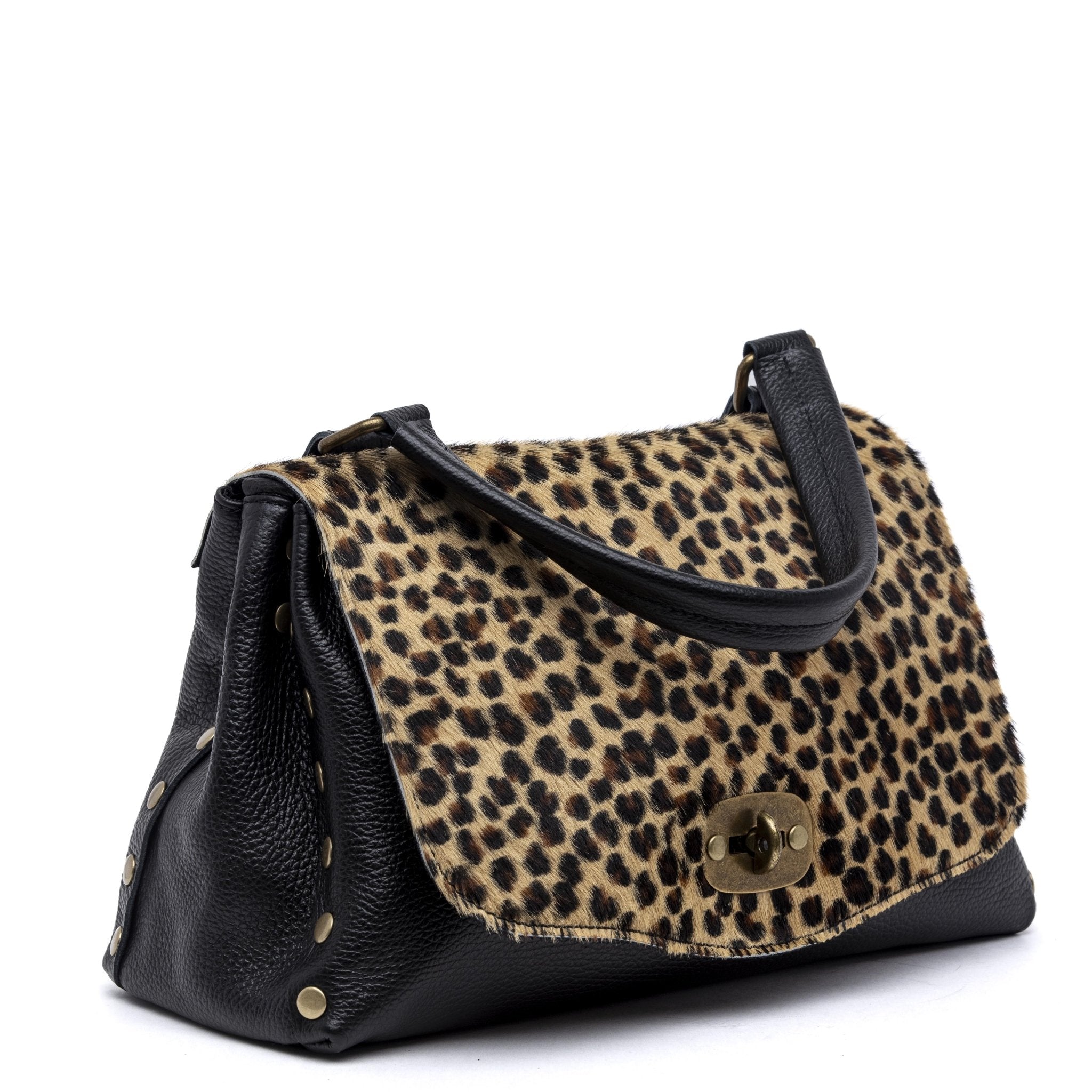 Shopper modello postina in pelle e cavallino maculato. - TreemmeCreazioni