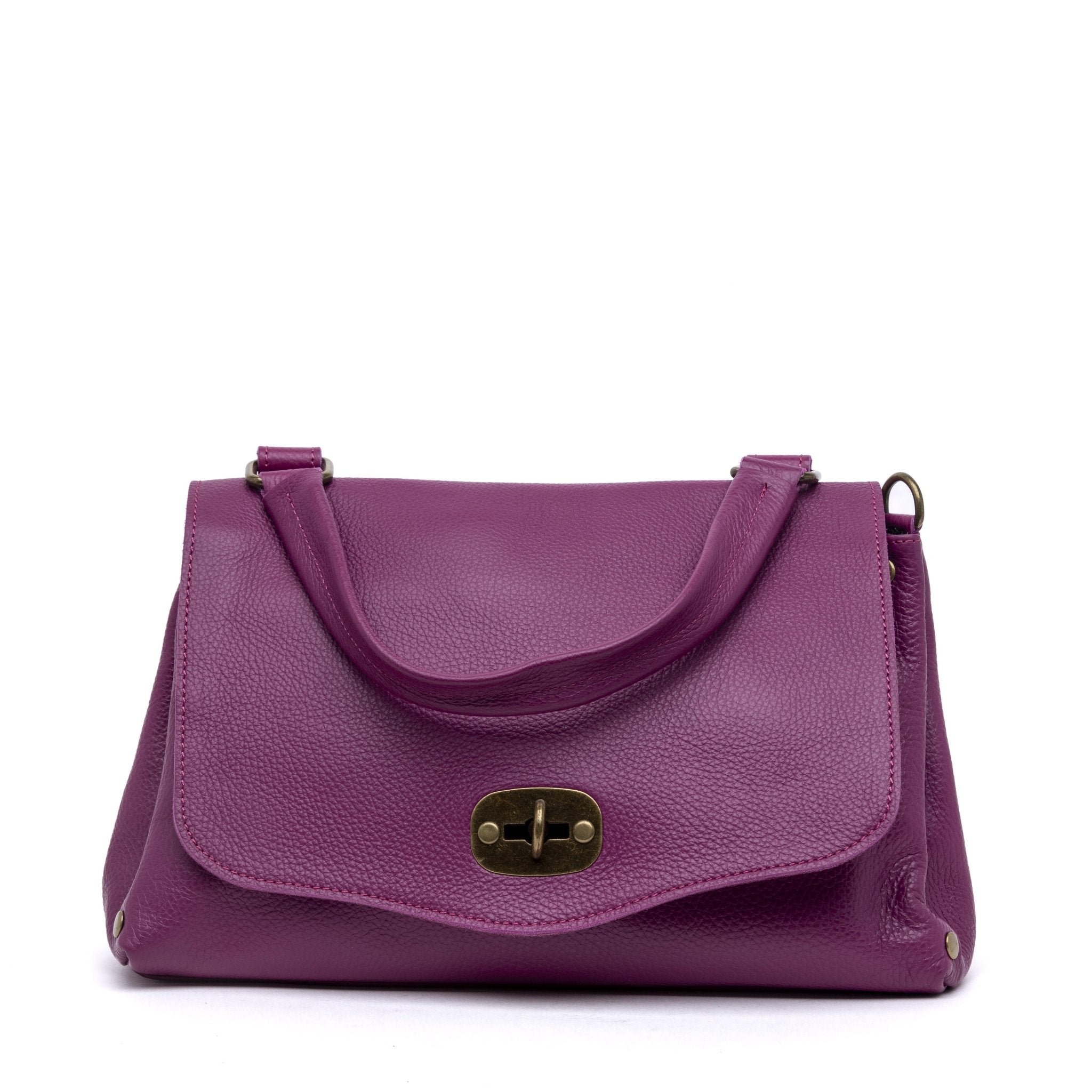 Shopper modello postina in pelle magenta. - TreemmeCreazioni