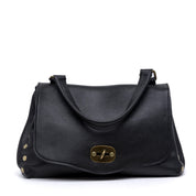 Shopper modello postina in pelle nera. - TreemmeCreazioni
