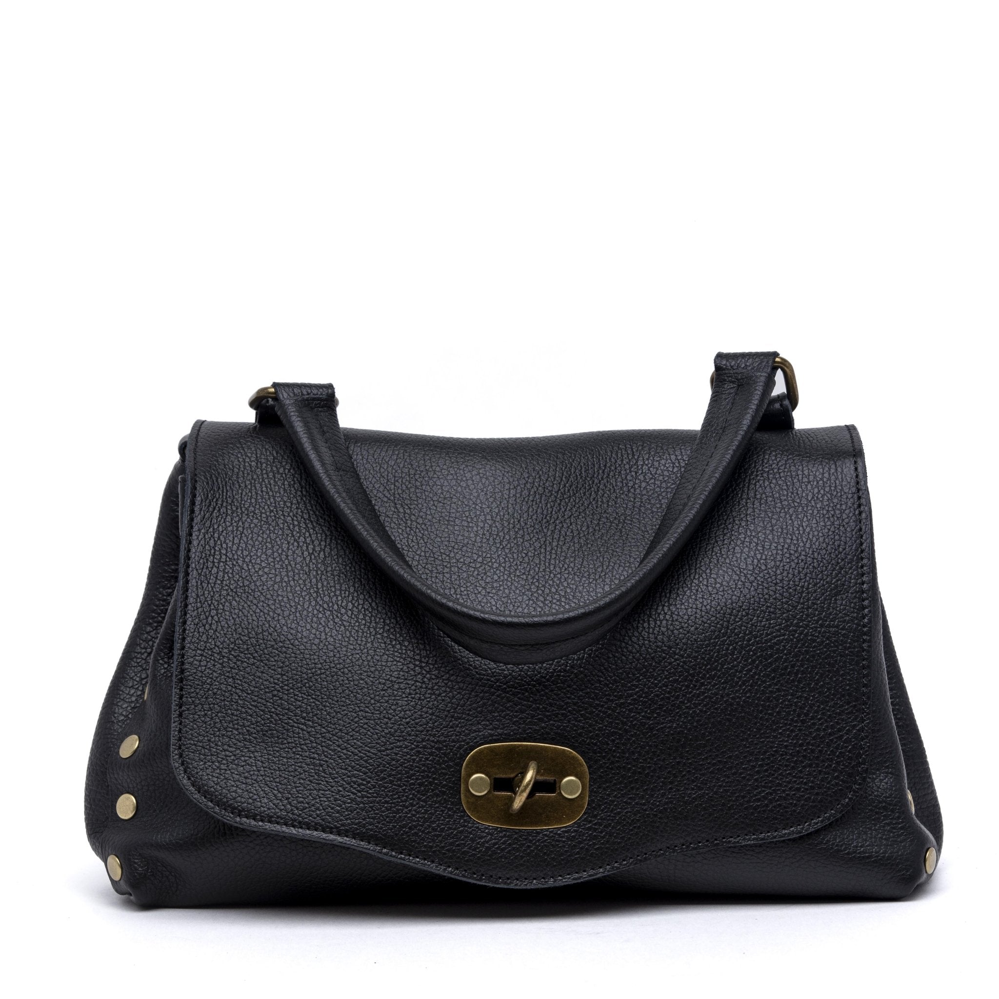 Shopper modello postina in pelle nera. - TreemmeCreazioni