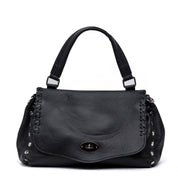 Shopper modello postina in pelle nera. - TreemmeCreazioni