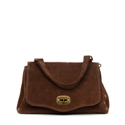 Shopper modello postina in pelle scamosciata cioccolato. - TreemmeCreazioni