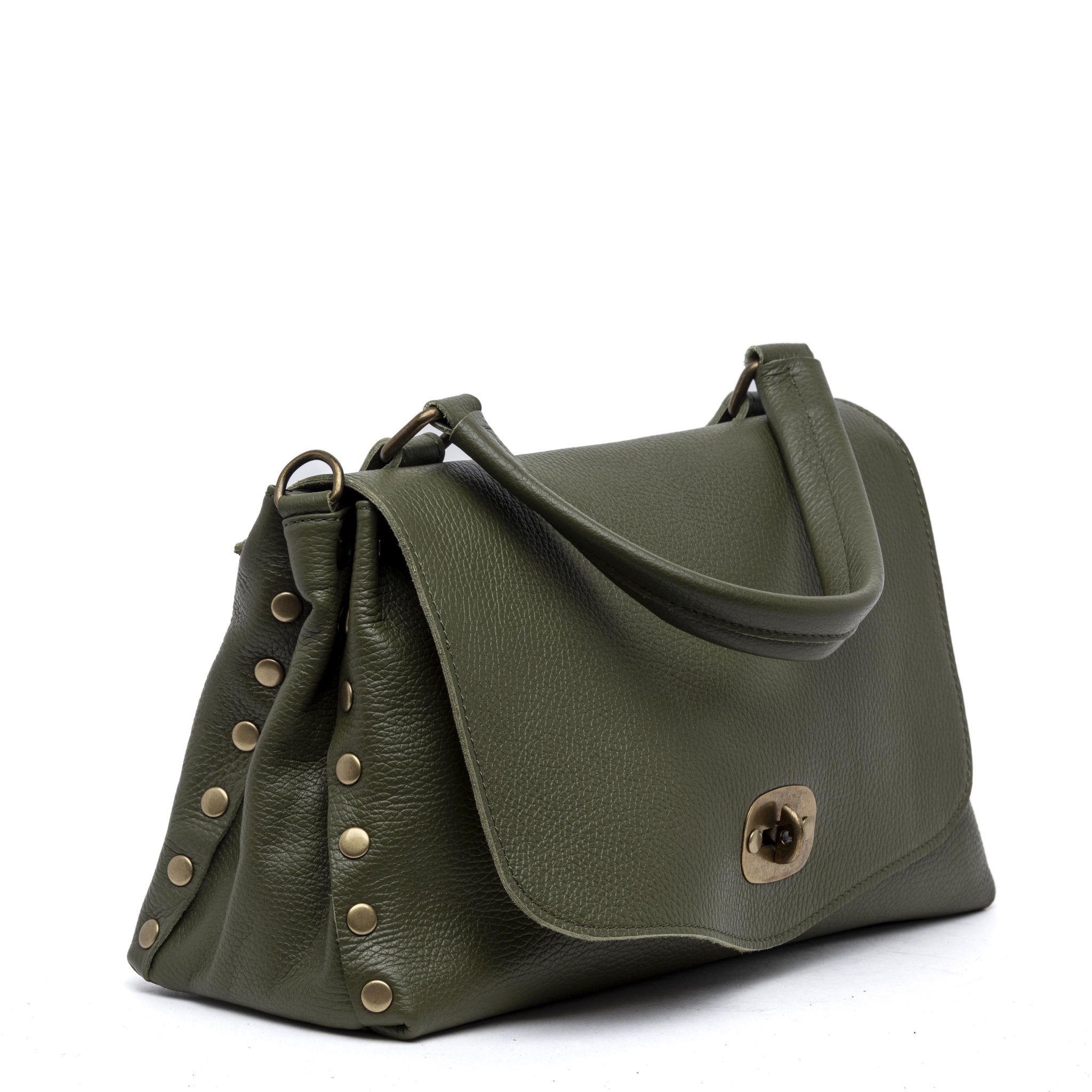 Shopper modello postina in pelle verde. - TreemmeCreazioni