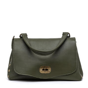 Shopper modello postina in pelle verde. - TreemmeCreazioni