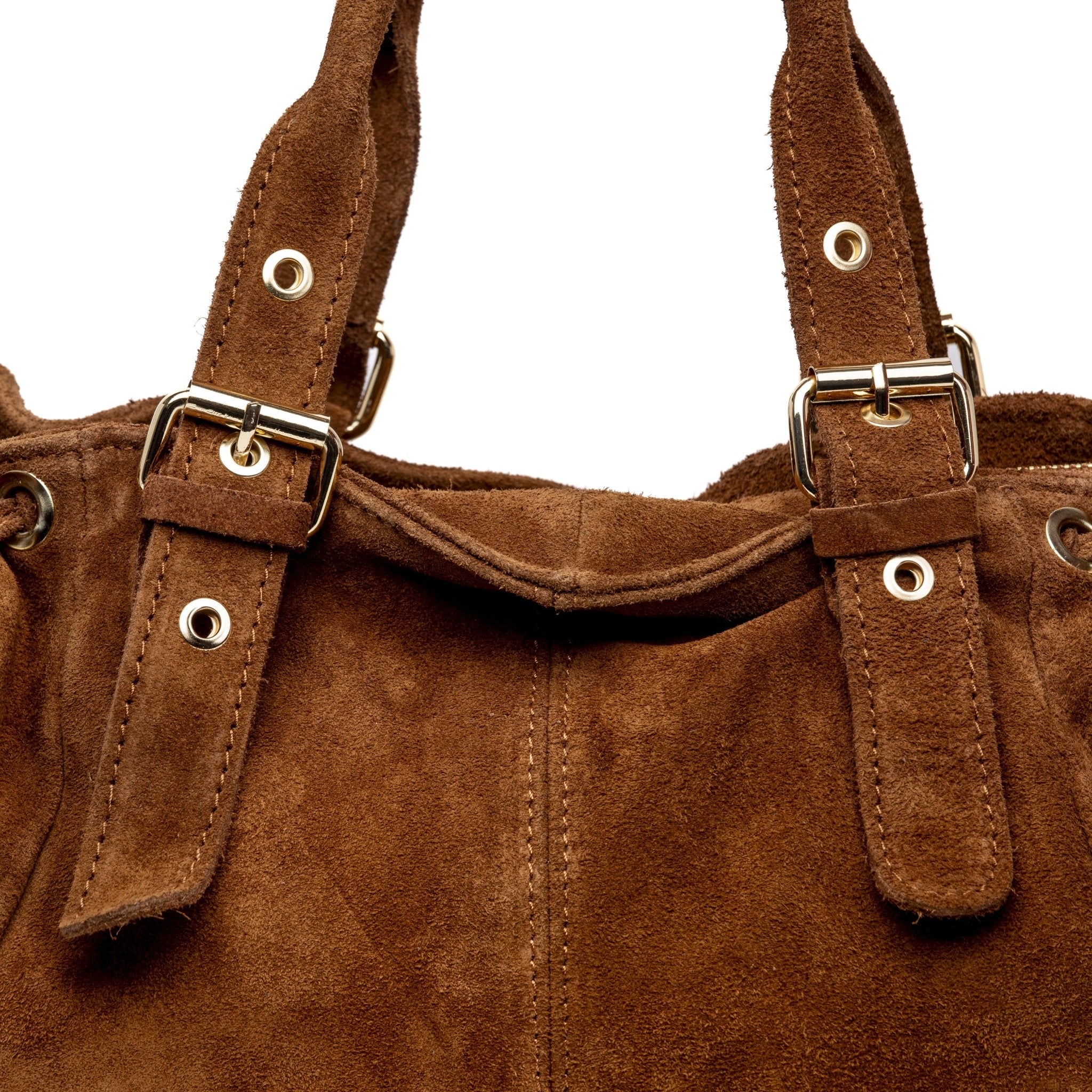 Shopping bag morbida in camoscio cuoio. - TreemmeCreazioni