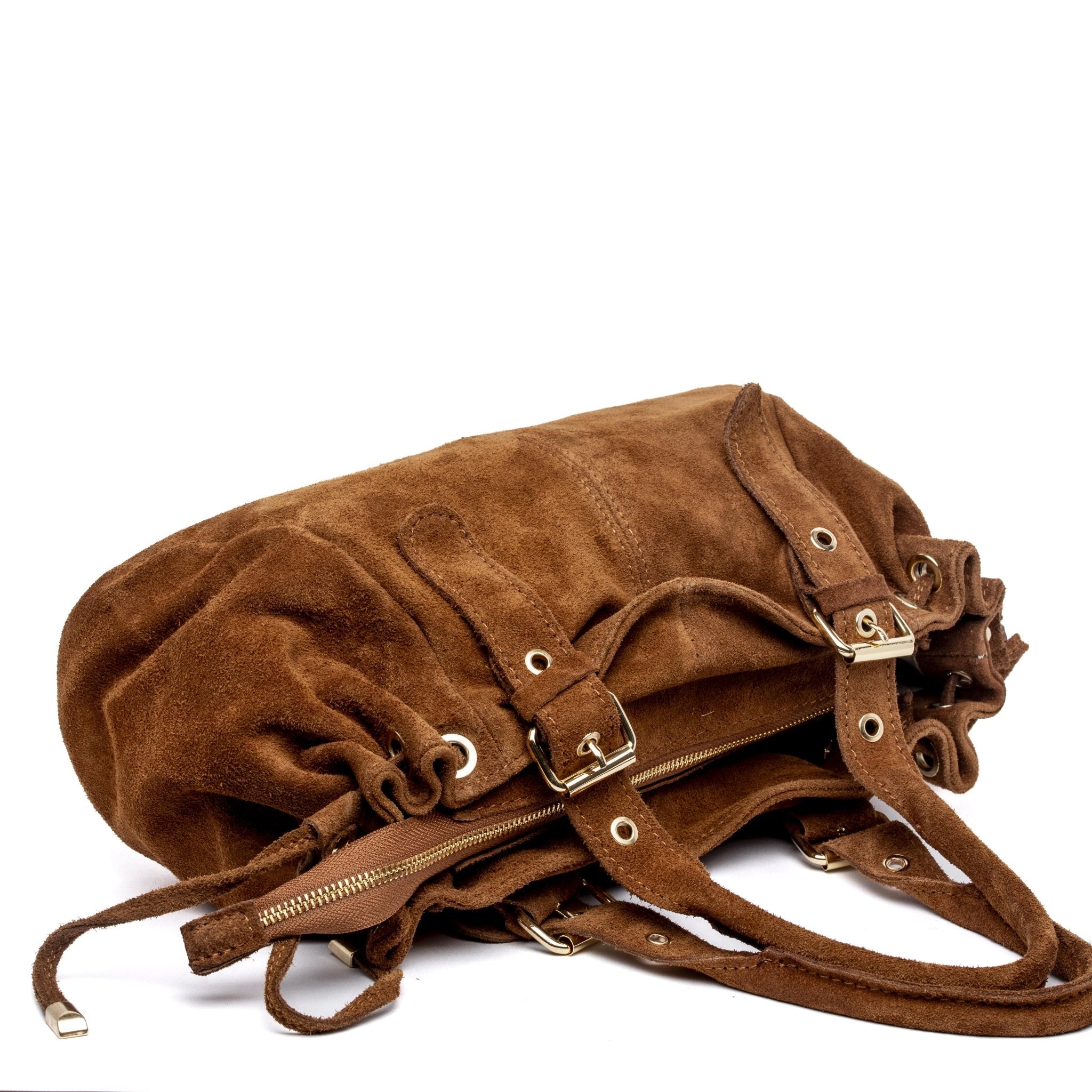 Shopping bag morbida in camoscio cuoio. - TreemmeCreazioni