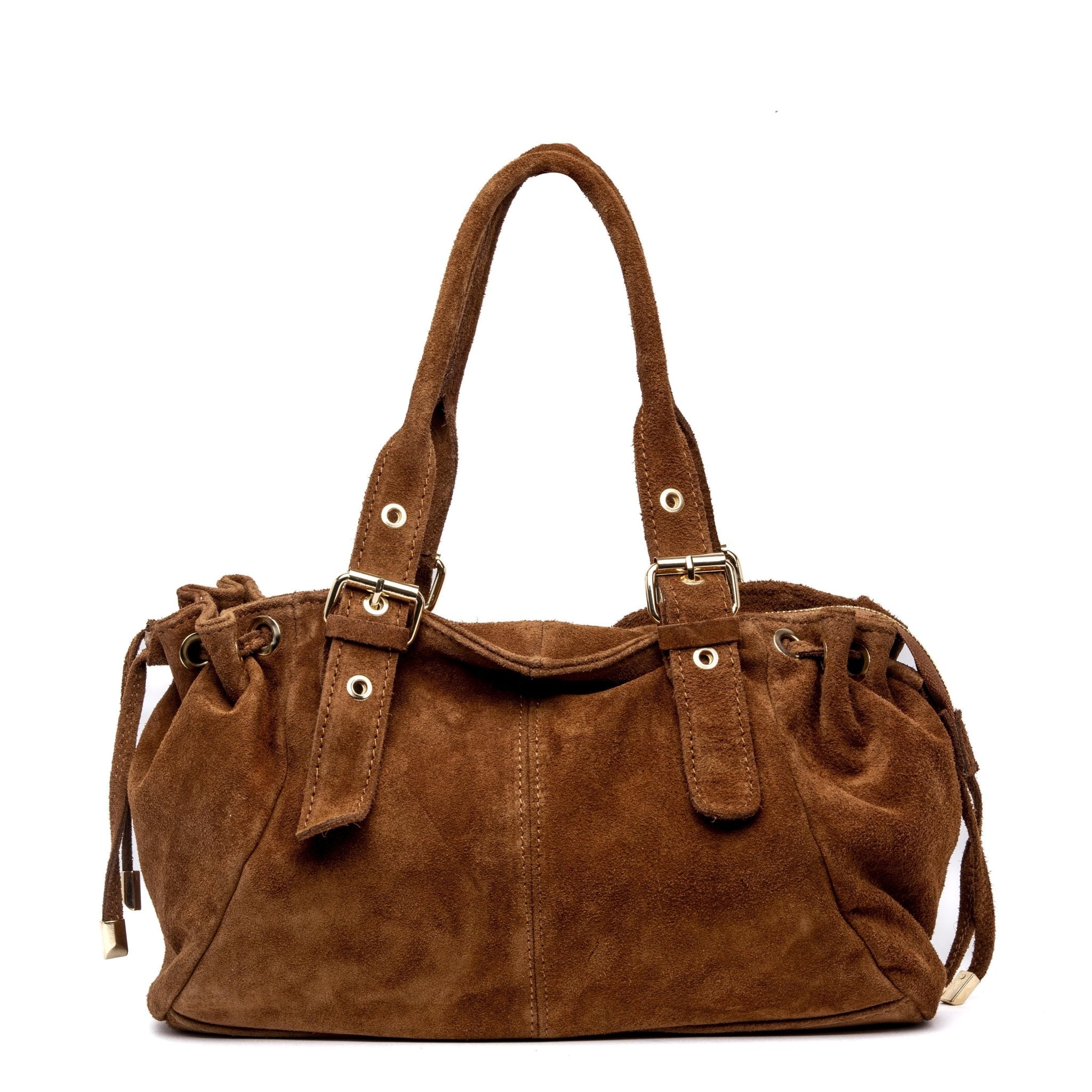 Shopping bag morbida in camoscio cuoio. - TreemmeCreazioni