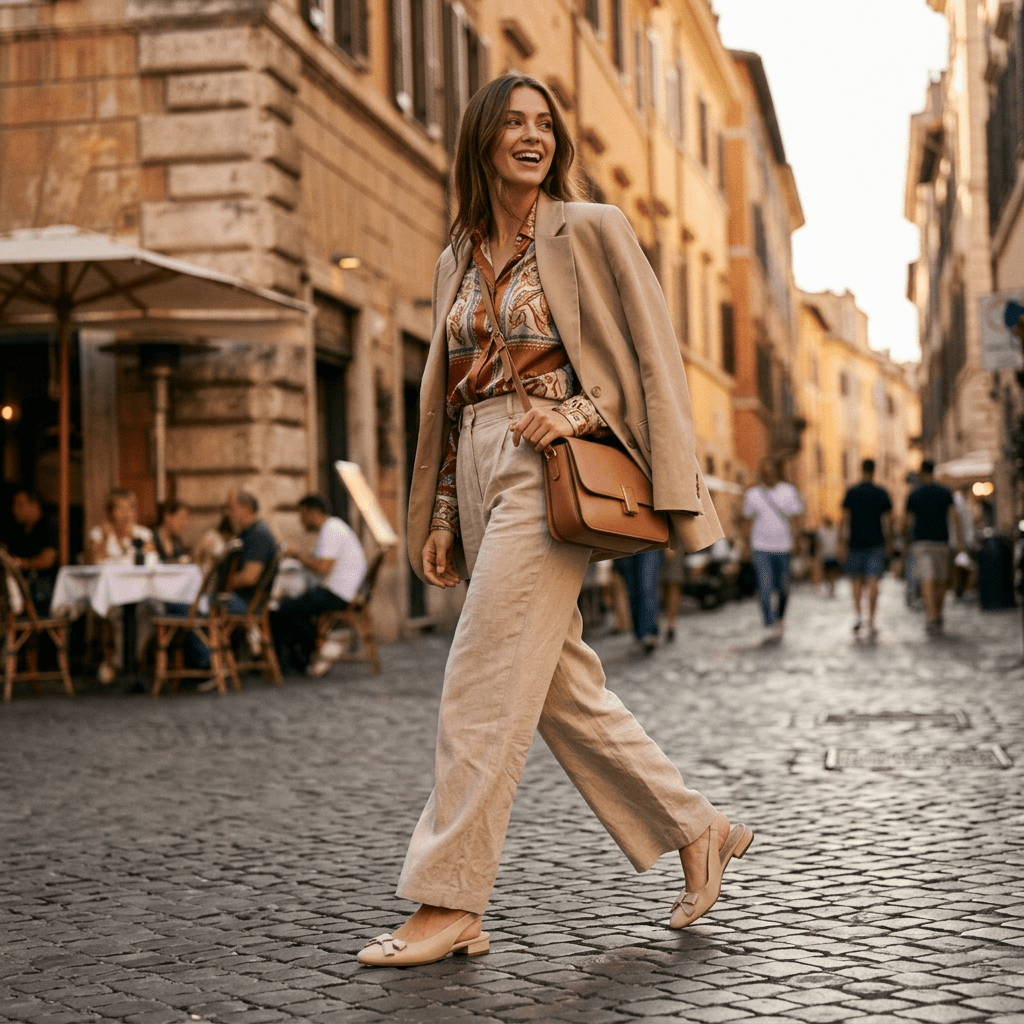 Slingback bassa in nappa nude - TreemmeCreazioni