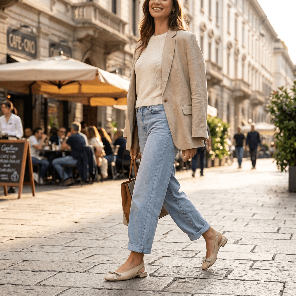 Slingback bassa in nappa nude - TreemmeCreazioni