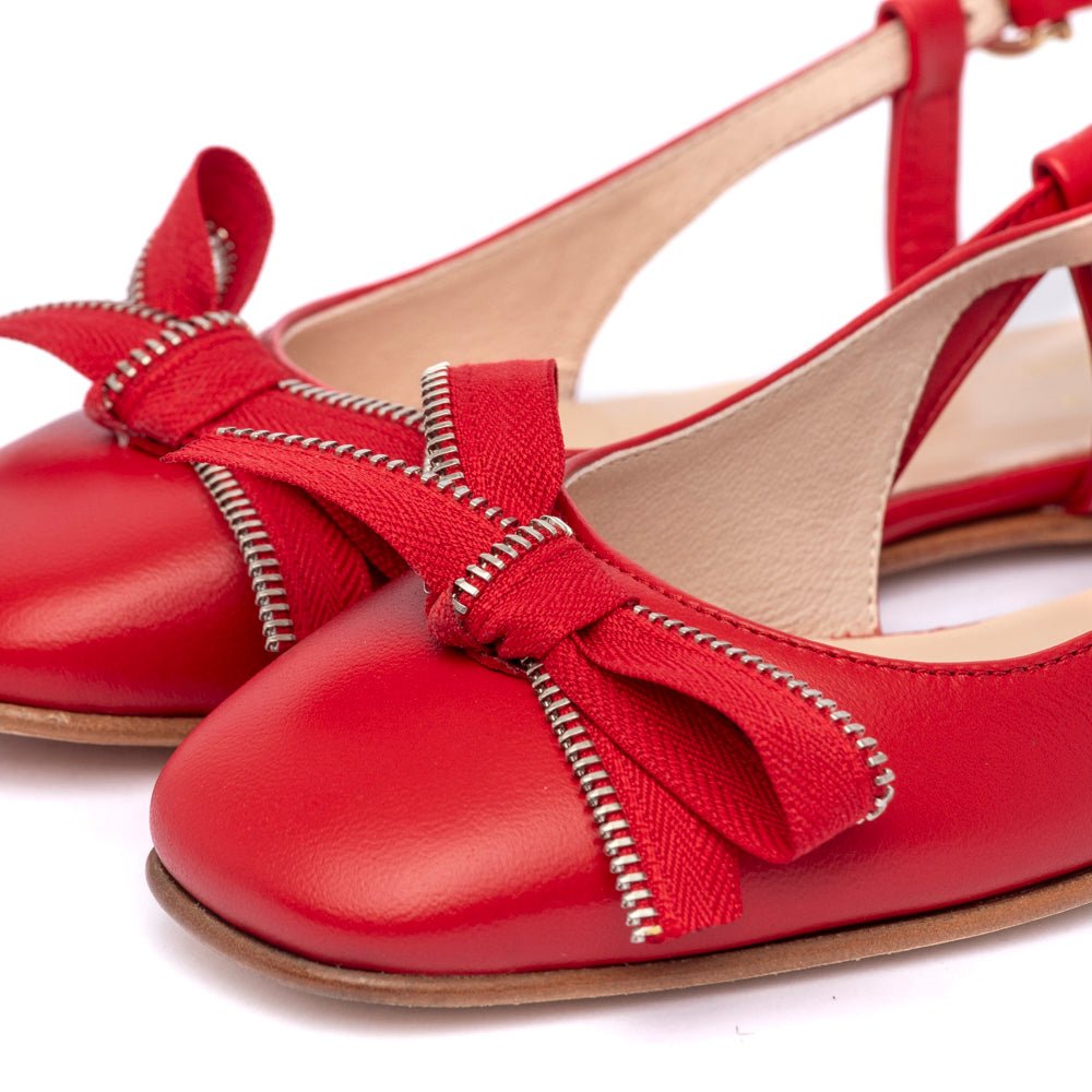 Slingback bassa in nappa rosso - TreemmeCreazioni