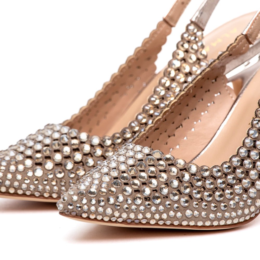 Slingback bronzo con cristalli - TreemmeCreazioni