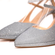 Slingback in gagliardo argento con plateau. - TreemmeCreazioni