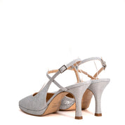 Slingback in gagliardo argento con plateau. - TreemmeCreazioni