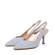 Slingback in gagliardo argento con scollo a cuore - TreemmeCreazioni