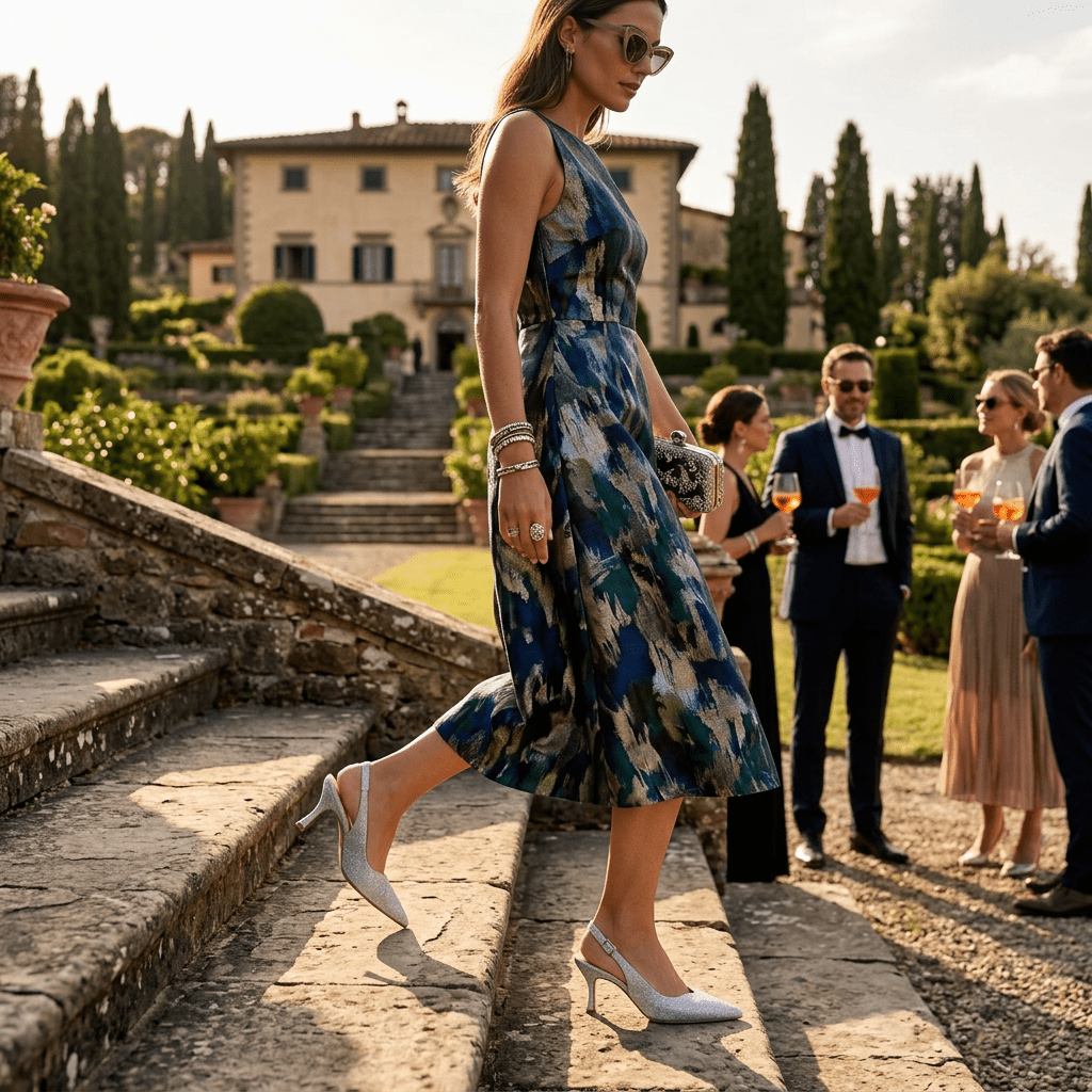 Slingback in gagliardo argento con scollo a cuore - TreemmeCreazioni