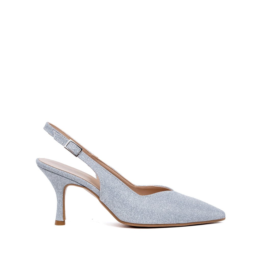 Slingback in gagliardo argento con scollo a cuore - TreemmeCreazioni