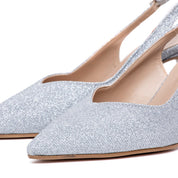 Slingback in gagliardo argento con scollo a cuore - TreemmeCreazioni
