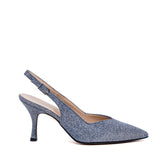 Slingback in gagliardo blu con scollo a cuore