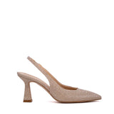 Slingback in gagliardo nude con tacco clessidra.