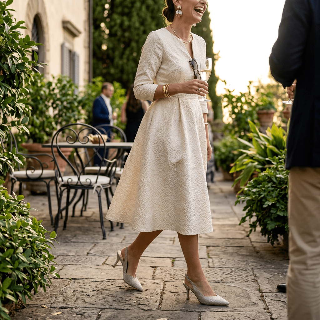 Slingback in gagliardo platino con scollo a cuore - TreemmeCreazioni