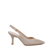 Slingback in gagliardo platino con scollo a cuore