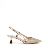 Slingback in glitter platino.