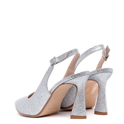 Slingback in jolier argento con tacco. - TreemmeCreazioni