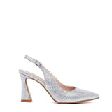 Slingback in jolier argento con tacco.
