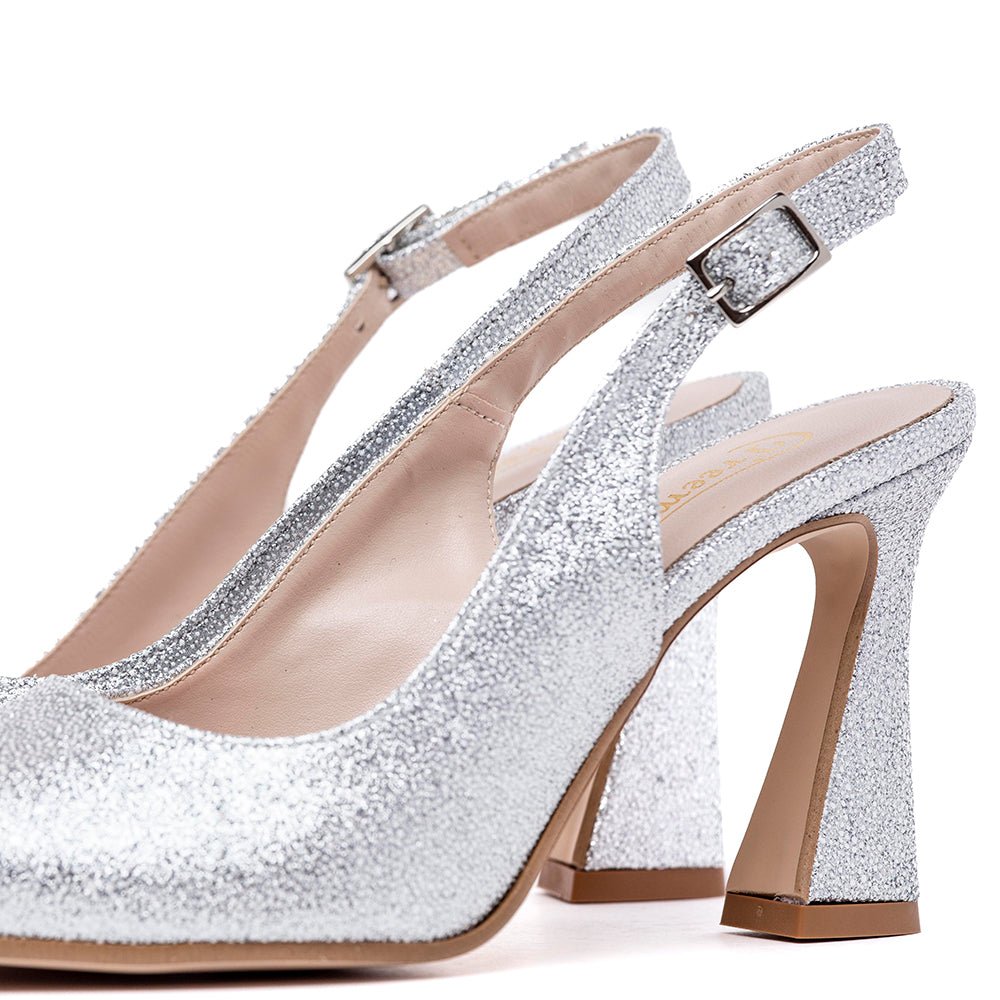 Slingback in jolier argento con tacco. - TreemmeCreazioni