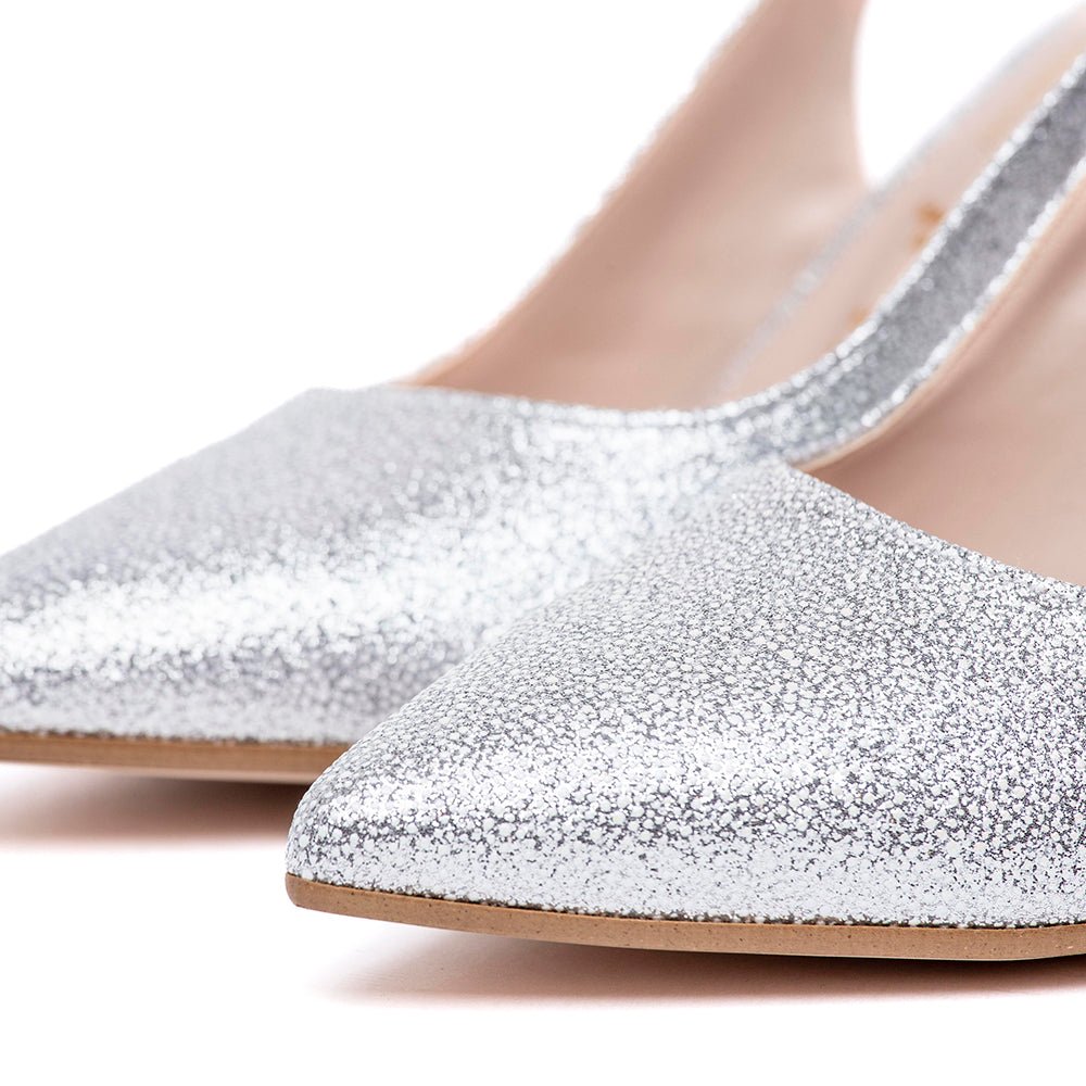 Slingback in jolier argento con tacco. - TreemmeCreazioni