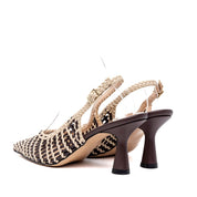 Slingback in liz intrecciato beige e cioccolato - TreemmeCreazioni