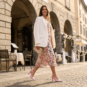 Slingback in liz rosa con tacco clessidra. - TreemmeCreazioni