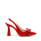 Slingback in liz rosso con fiocco.