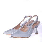 Slingback in microglitter argento - TreemmeCreazioni