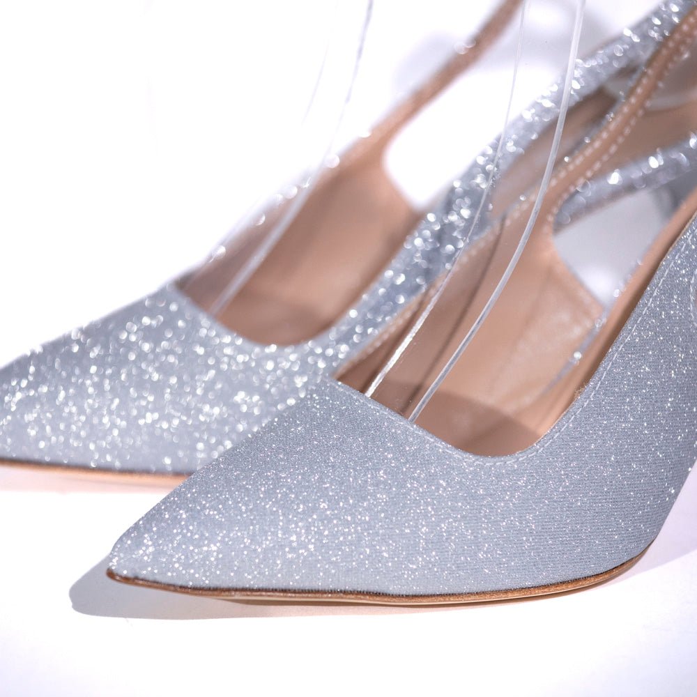 Slingback in microglitter argento - TreemmeCreazioni