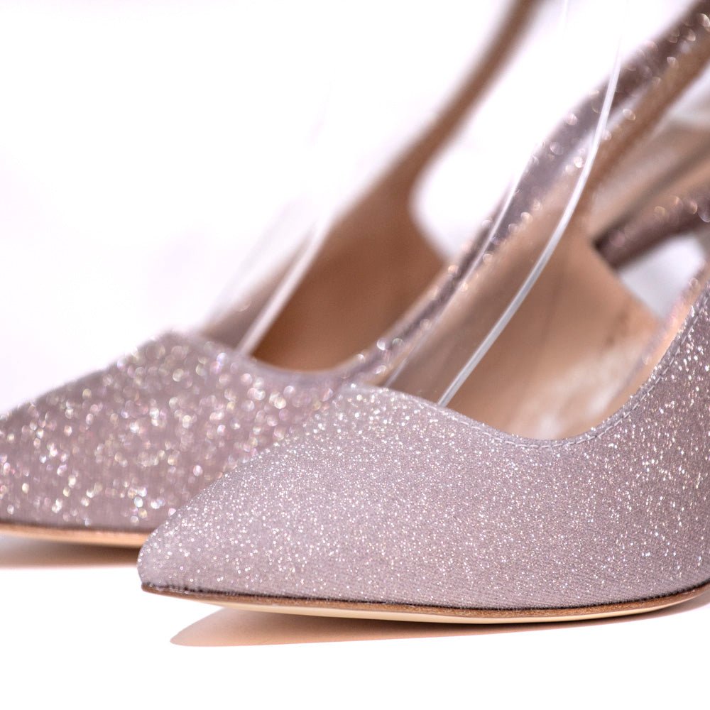 Slingback in microglitter cipria - TreemmeCreazioni