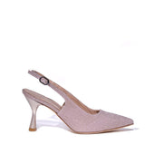 Slingback in microglitter cipria