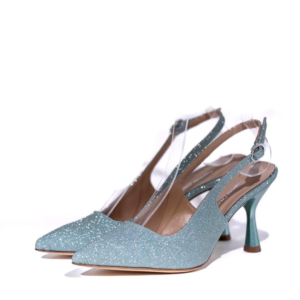 Slingback in microglitter menta - TreemmeCreazioni