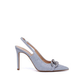 Slingback in mini glitter con catena.