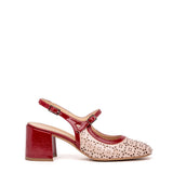Slingback in naplak laserato rosso e nude