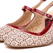 Slingback in naplak laserato rosso e nude - TreemmeCreazioni