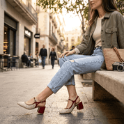 Slingback in naplak laserato rosso e nude - TreemmeCreazioni