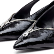 Slingback in naplak nero con cerniera. - TreemmeCreazioni